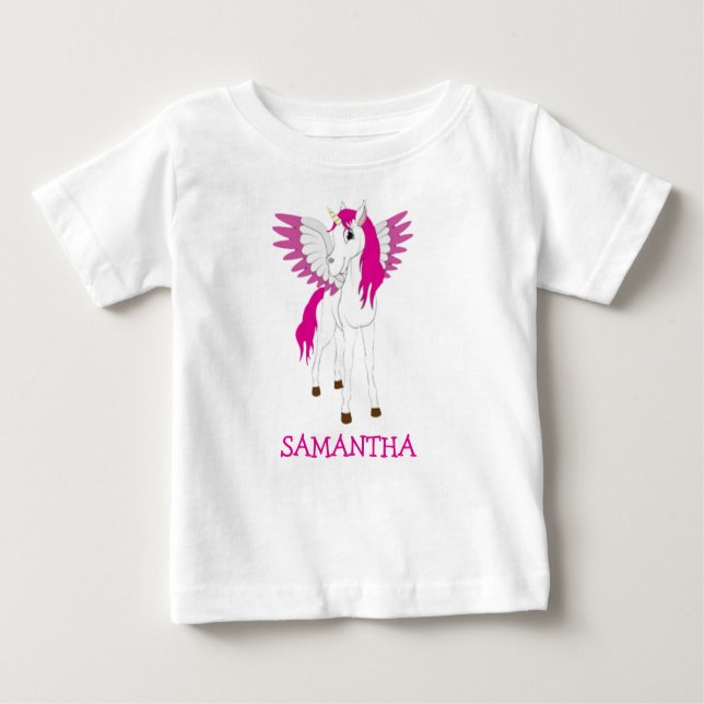 T-shirt Pour Bébé Licorne Rose Bébé (Devant)