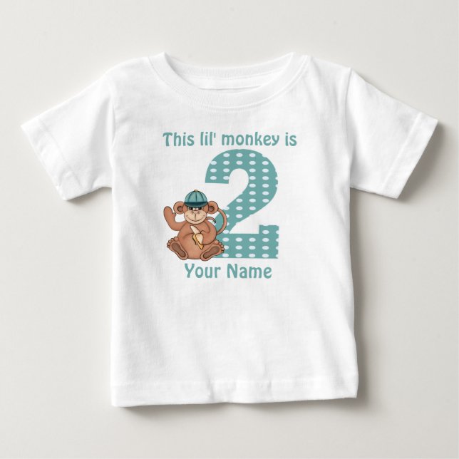 T-shirt Pour Bébé Lil Monkey Chemise personnalisée 2e anniversaire (Devant)