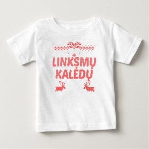 T-shirt Pour Bébé Linksmu Kaledu cadeau de Noël lituanien joyeux