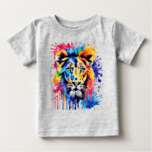 Lion coloré drôle d'aquarelle