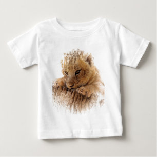T-shirt Pour Bébé Lion cub fermer les yeux mignons regarder
