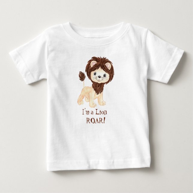 T-shirt Pour Bébé Lion d'aquarelle lunaire (Devant)