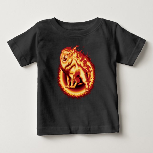 T-shirt Pour Bébé Lion de feu (Devant)