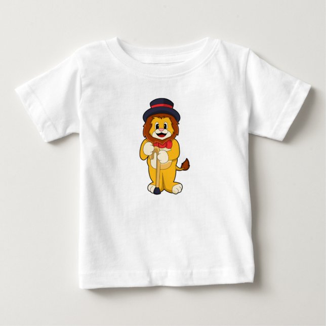 T-shirt Pour Bébé Lion en gentleman avec chapeau (Devant)