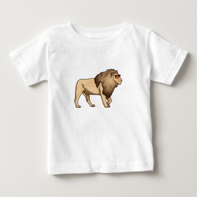 T-shirt Pour Bébé Lion Lunettes de soleil (Devant)
