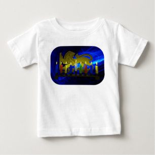 T-shirt Pour Bébé Lion Menorah en laiton de Chanukkah