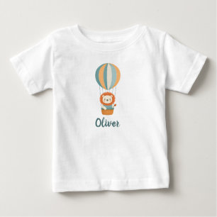 T-shirt Pour Bébé Lion mignon dans un ballon coloré à air chaud