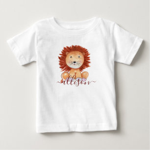 T-shirt Pour Bébé Lion mignon dessiné à la main personnalisé pour le