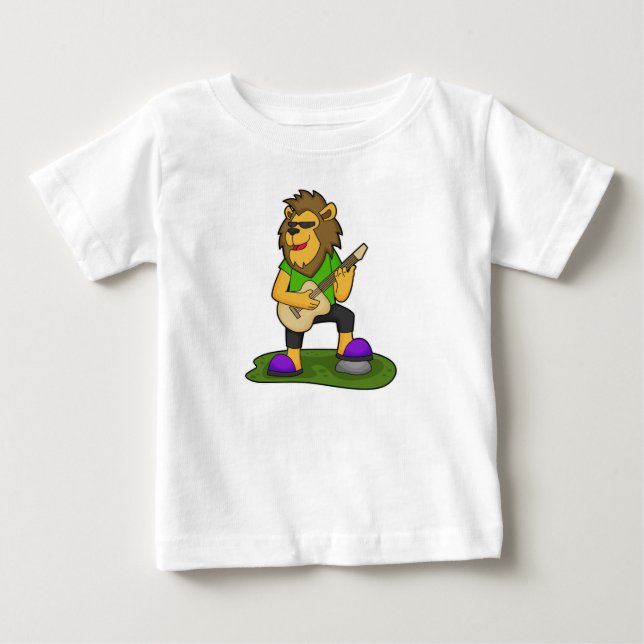 T-shirt Pour Bébé Lion musicien guitare (Devant)