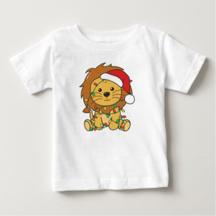T-shirt Pour Bébé Lion Noël Animaux d'hiver Lions de vacances
