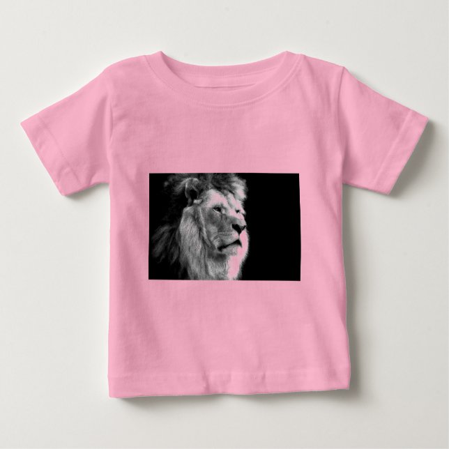 T-shirt Pour Bébé Lion noir blanc (Devant)