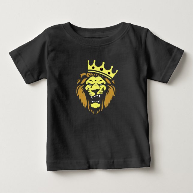T-shirt Pour Bébé Lion rugissant avec couronne (Devant)
