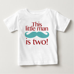 T-shirt Pour Bébé Little Man Mustache 2ème anniversaire Chemise roug
