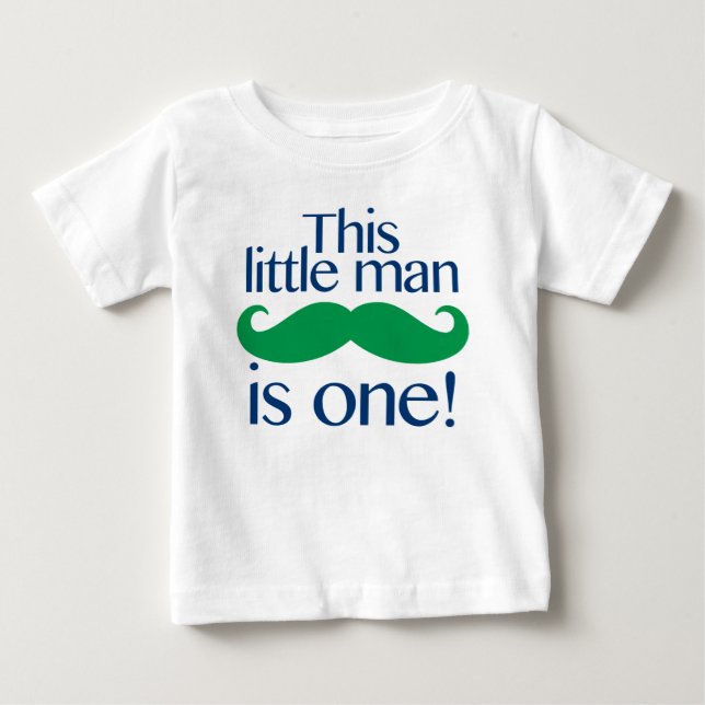 T-shirt Pour Bébé Little Man Mustache Anniversaire Chemise Marine &  (Devant)