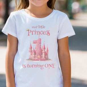 T-shirt Pour Bébé Little Princess Pink Castle 1er anniversaire