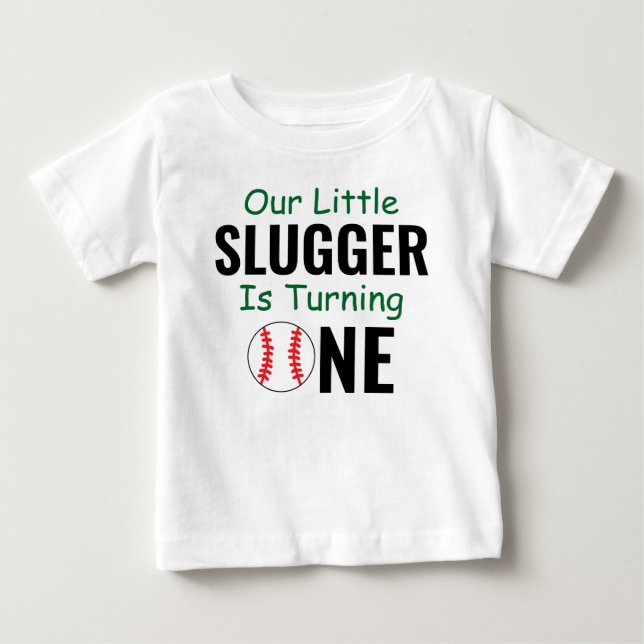 T-shirt Pour Bébé Little Slugger Baseball 1er anniversaire (Devant)