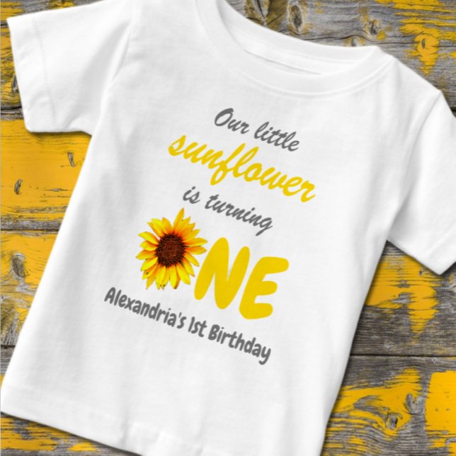 T-shirt Pour Bébé Little Sunflower 1er anniversaire (Créateur téléchargé)