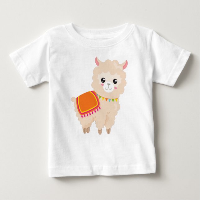 T-shirt Pour Bébé Llama mexicaine, Llama mignonne, Alpaca mignonne,  (Devant)