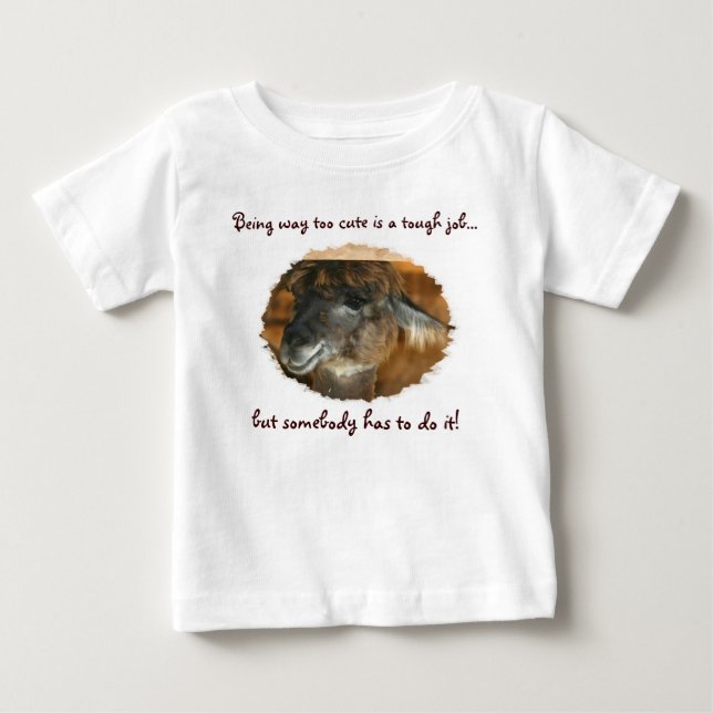 T-shirt Pour Bébé Llama Trop mignonne Funky Animal T Shirt (Devant)