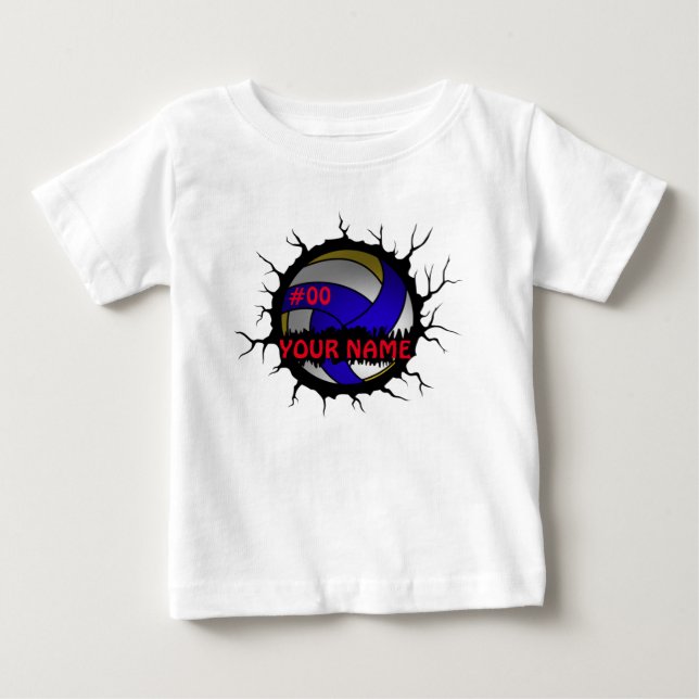 T-shirt Pour Bébé Logo de volleyball, nom personnalisé de volleyball (Devant)