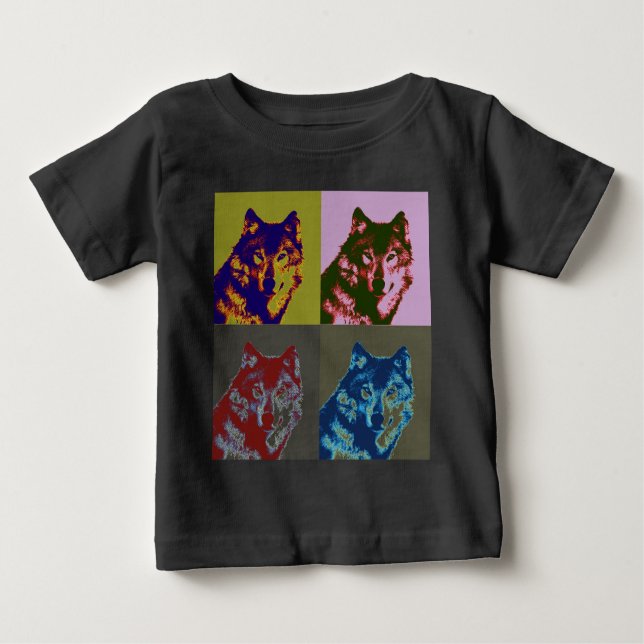 T-shirt Pour Bébé Loup d'art pop (Devant)