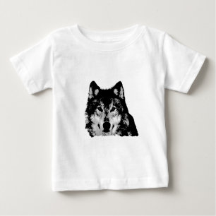 T-shirt Pour Bébé Loup noir et blanc