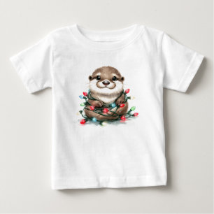 T-shirt Pour Bébé Loutre de Noël