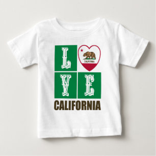 T-shirt Pour Bébé Love California Republic State Drapeau Heart Pride