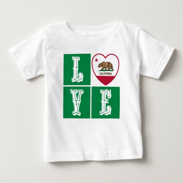 T-shirt Pour Bébé Love California Republic State Drapeau Heart Pride (Devant)