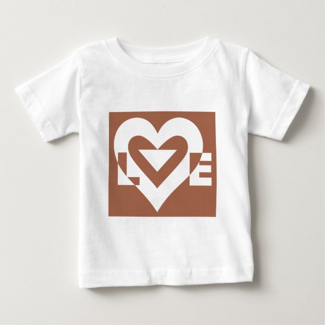 T-shirt Pour Bébé Love White sur Brown (Devant)