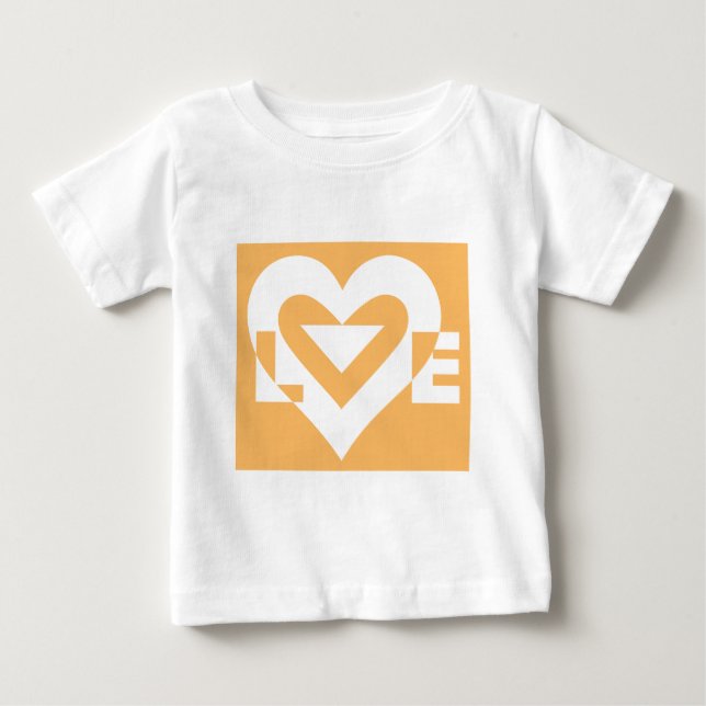 T-shirt Pour Bébé Love White sur Orange (Devant)