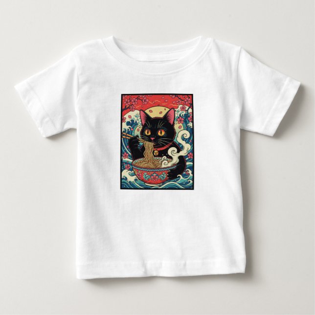 T-shirt Pour Bébé Lucky Cat Ramen Noodle Art (Devant)