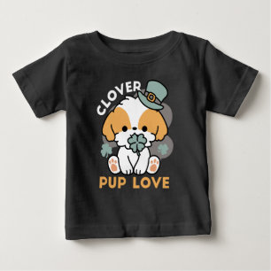T-shirt Pour Bébé Lucky Pup with Clover - St. Patrick's Day Cadeau