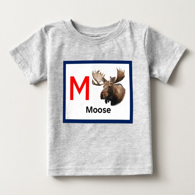 T-shirt Pour Bébé M est pour Moose (Devant)