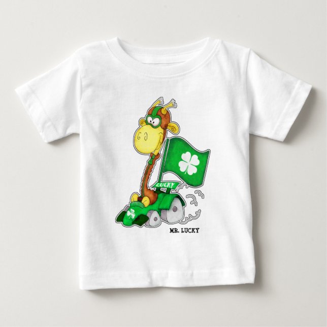 T-shirt Pour Bébé M. Lucky. Drôle Giraffe St.Patrick's Day (Devant)