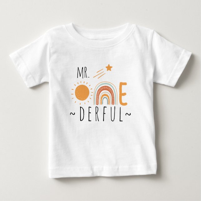 T-shirt Pour Bébé M. Onederful Boho Arc-en-ciel premier enfant (Devant)