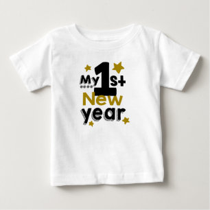 T-shirt Pour Bébé Ma 1ère année d'étoiles d'or modernes