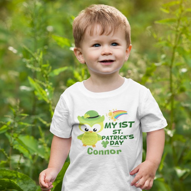 T-shirt Pour Bébé Ma 1ère Chouette de la Saint Patrick Personnalisée (Créateur téléchargé)
