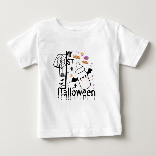 T-shirt Pour Bébé ma 1ère coutume pour bébé halloween (Devant)