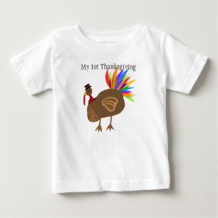T-shirt Pour Bébé Ma 1ère Turquie Thanksgiving Ressent un Casquette 