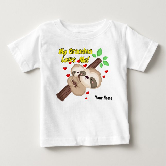 T-shirt Pour Bébé Ma grand-maman m'aime paresse (Devant)