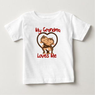 T-shirt Pour Bébé Ma grand-maman m'aime singe