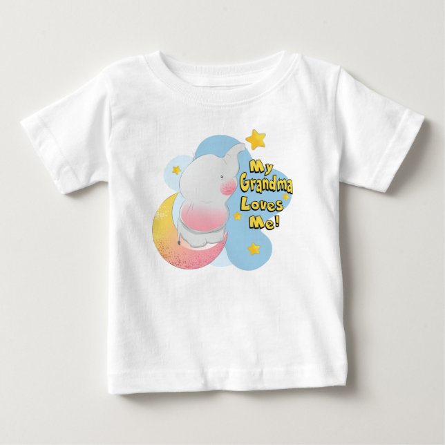 T-shirt Pour Bébé Ma grand-mère m'aime Eléphant (Devant)