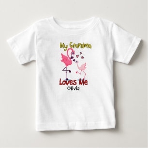 T-shirt Pour Bébé Ma grand-mère m'aime Flamant rose