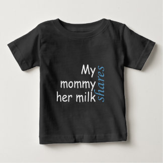 T-shirt Pour Bébé Ma mère partage son lait blanc et bleu