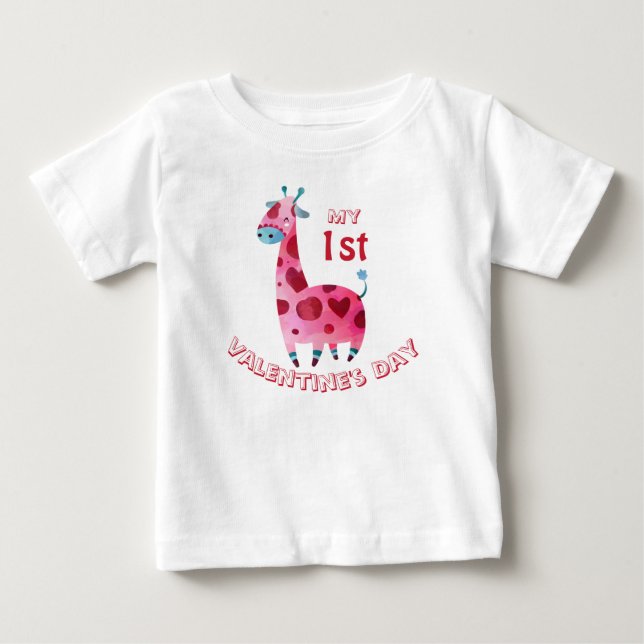 T-shirt Pour Bébé Ma première Giraffe pour bébé de Saint-Valentin (Devant)