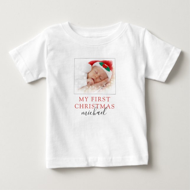T-shirt Pour Bébé Ma première photo de Noël (Devant)