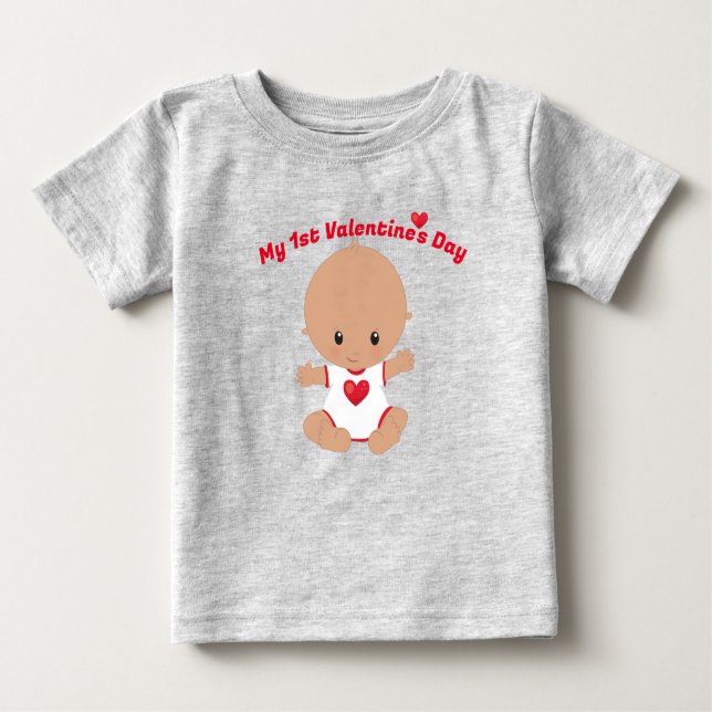 T-shirt Pour Bébé Ma première Saint Valentin (Devant)
