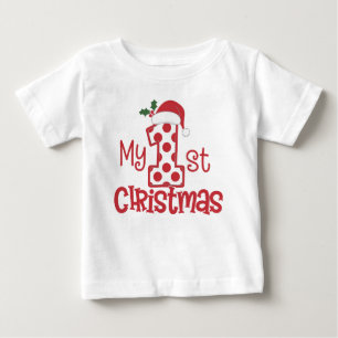 T-shirt Pour Bébé Ma première typographie de Noël Point rouge mignon