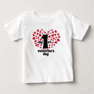 T-shirt Pour Bébé Ma Saint-Valentin premier jour cœur rouge écriture